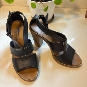 Madewell, Black Leather Heeled Sandals, 7